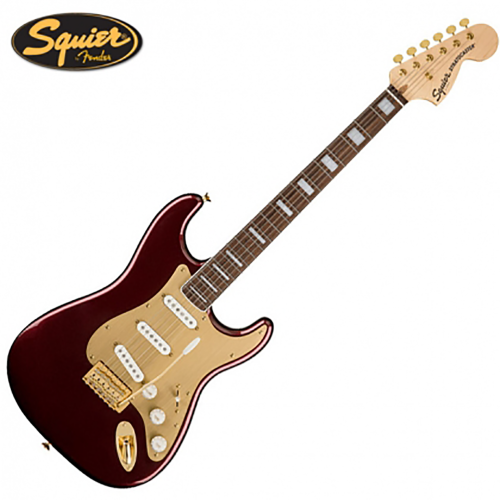 Squier 스콰이어 40TH ANNIVERSARY Stratocaster Gold Edition 일렉기타 Ruby Red Metallic 색상